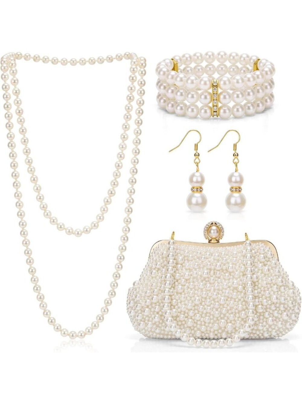 Elegant 4-Piece Pearl Jewelry Set for Women - Perfect for Tea Parties & Holidays